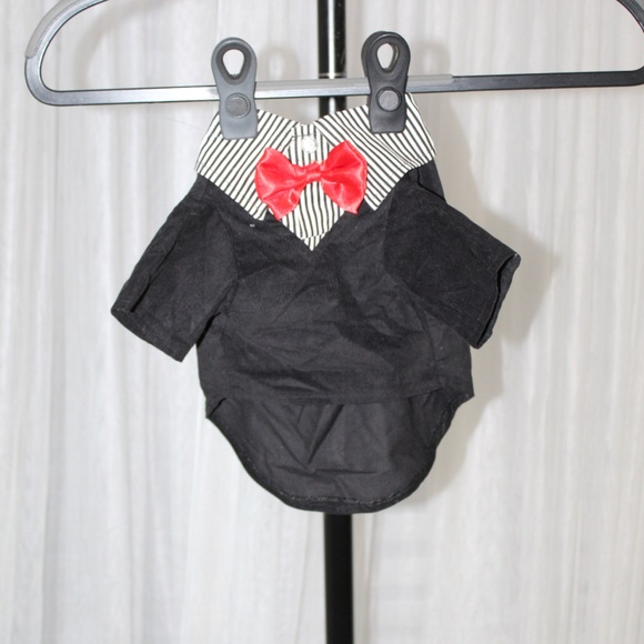 DBpet. Pet tuxedo costume for dogs or cats with a red bow tie. - Picture 4 of 6